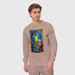 Костюм хлопковый мужской Bart Simpson and cats - нейросеть - плакат, цвет: пыльно-розовый — фото 2