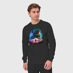 Костюм хлопковый мужской Киборг и космический пейзаж, цвет: черный — фото 2