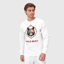 Костюм хлопковый мужской Медведь в рамке Wild Bear, цвет: белый — фото 2