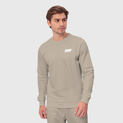 Костюм хлопковый мужской Ateez white logo, цвет: миндальный — фото 2