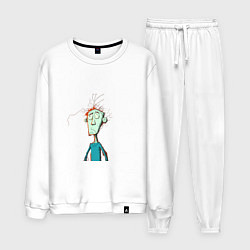 Костюм хлопковый мужской Задумчивый человечек, цвет: белый