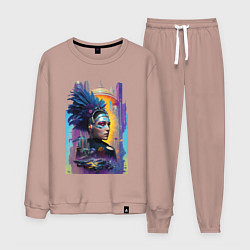 Костюм хлопковый мужской Cyberpunk - fantasy - nice girl, цвет: пыльно-розовый