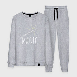 Костюм хлопковый мужской Magic надпись и волшебная палка, цвет: меланж