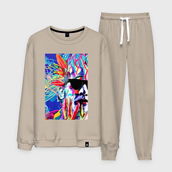 Костюм хлопковый мужской Andy Warhol - celebrity - pop art, цвет: миндальный