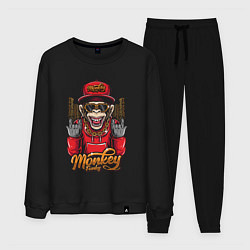 Костюм хлопковый мужской Monkey funky inscription, цвет: черный