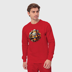 Костюм хлопковый мужской Стайка огненных черепков, цвет: красный — фото 2