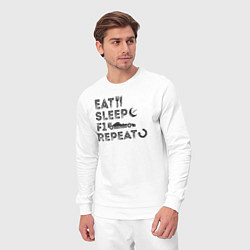 Костюм хлопковый мужской Eat sleep F1, цвет: белый — фото 2