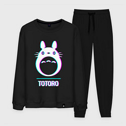 Костюм хлопковый мужской Символ Totoro в стиле glitch, цвет: черный