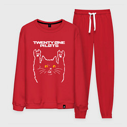 Костюм хлопковый мужской Twenty One Pilots rock cat, цвет: красный