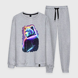 Костюм хлопковый мужской Glowing bear - neural network, цвет: меланж
