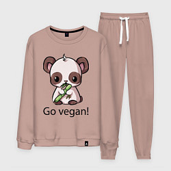 Костюм хлопковый мужской Go vegan - motto, цвет: пыльно-розовый