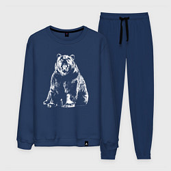 Костюм хлопковый мужской Силуэт медведя, цвет: тёмно-синий
