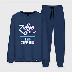Костюм хлопковый мужской Led Zeppelin glitch rock, цвет: тёмно-синий