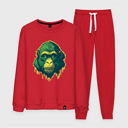 Костюм хлопковый мужской Обезьяна голова гориллы, цвет: красный