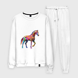 Костюм хлопковый мужской Конь геометрик, цвет: белый