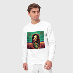 Костюм хлопковый мужской Digital Art Bob Marley in the field, цвет: белый — фото 2