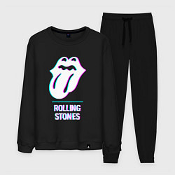 Костюм хлопковый мужской Rolling Stones glitch rock, цвет: черный