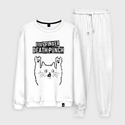 Костюм хлопковый мужской Five Finger Death Punch - rock cat, цвет: белый