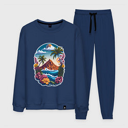 Костюм хлопковый мужской Горы и море - экзотика, цвет: тёмно-синий