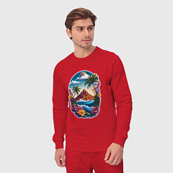 Костюм хлопковый мужской Горы и море - экзотика, цвет: красный — фото 2