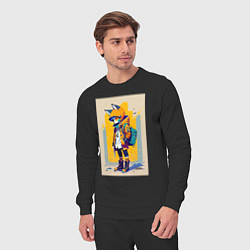 Костюм хлопковый мужской Fox cub - urban style - neural network, цвет: черный — фото 2