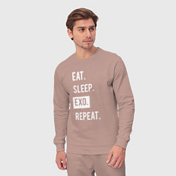 Костюм хлопковый мужской Eat Sleep EXO Repeat, цвет: пыльно-розовый — фото 2