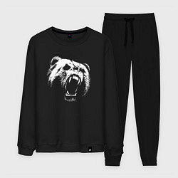 Костюм хлопковый мужской Медведь рычит, цвет: черный