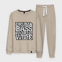 Костюм хлопковый мужской Drum and bass world wide, цвет: миндальный
