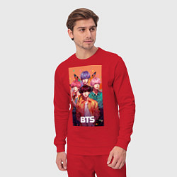 Костюм хлопковый мужской BTS kpop anime, цвет: красный — фото 2