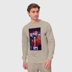 Костюм хлопковый мужской Kpop BTS art style, цвет: миндальный — фото 2