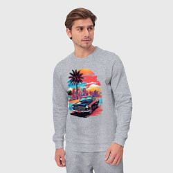 Костюм хлопковый мужской Автомобиль на пляже, цвет: меланж — фото 2