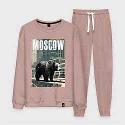 Костюм хлопковый мужской Москва - Россия - медведь, цвет: пыльно-розовый