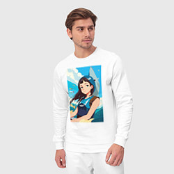 Костюм хлопковый мужской Девочка и океан, цвет: белый — фото 2