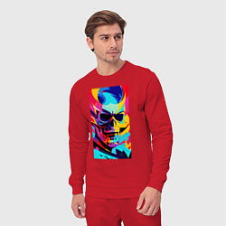 Костюм хлопковый мужской Cool skull - pop art, цвет: красный — фото 2