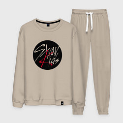 Костюм хлопковый мужской Stray Kids logo, цвет: миндальный