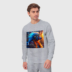 Костюм хлопковый мужской Медведь-индеец от нейросети, цвет: меланж — фото 2