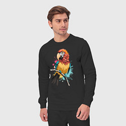 Костюм хлопковый мужской Акварельный попугай, цвет: черный — фото 2