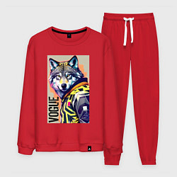 Костюм хлопковый мужской Wolf fashionista - pop art, цвет: красный