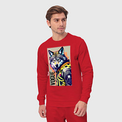 Костюм хлопковый мужской Wolf fashionista - pop art, цвет: красный — фото 2