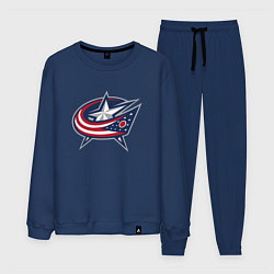 Костюм хлопковый мужской Columbus blue jackets - hockey team - emblem, цвет: тёмно-синий