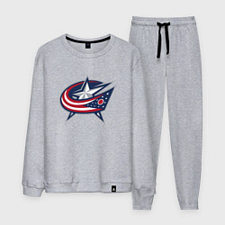 Костюм хлопковый мужской Columbus blue jackets - hockey team - emblem, цвет: меланж