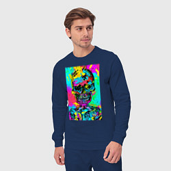 Костюм хлопковый мужской Cool skull - pop art - vogue, цвет: тёмно-синий — фото 2