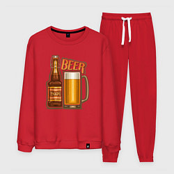 Костюм хлопковый мужской Light beer, цвет: красный