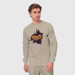 Костюм хлопковый мужской Halloween фонарь джек из тыквы, цвет: миндальный — фото 2