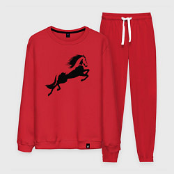 Костюм хлопковый мужской Лошадь в прыжке, цвет: красный