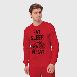 Костюм хлопковый мужской Eat sleep bike repeat, цвет: красный — фото 2