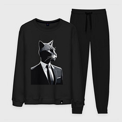 Костюм хлопковый мужской Бизнес-кот, цвет: черный