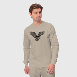 Костюм хлопковый мужской Орёл гравюра, цвет: миндальный — фото 2