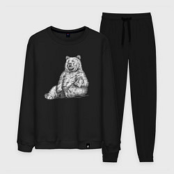Костюм хлопковый мужской Медведь подмигивает, цвет: черный
