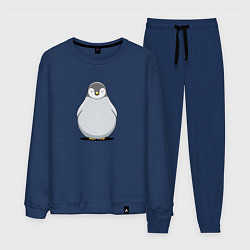 Костюм хлопковый мужской Птенец пингвина мультяшный, цвет: тёмно-синий